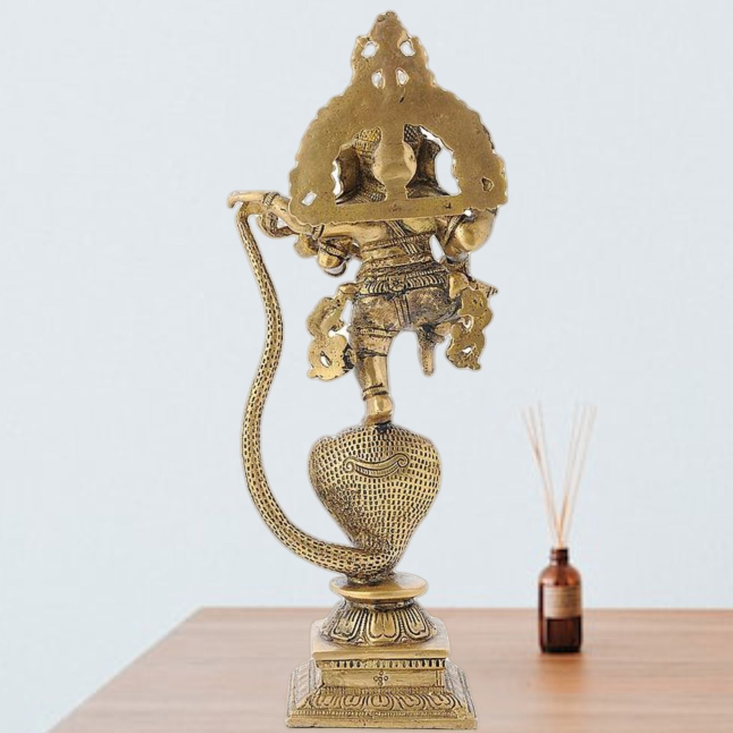 Brass Dancing Ganesha Playing Veena on Kalinga Naag Statue 10" - Budhshiv.com