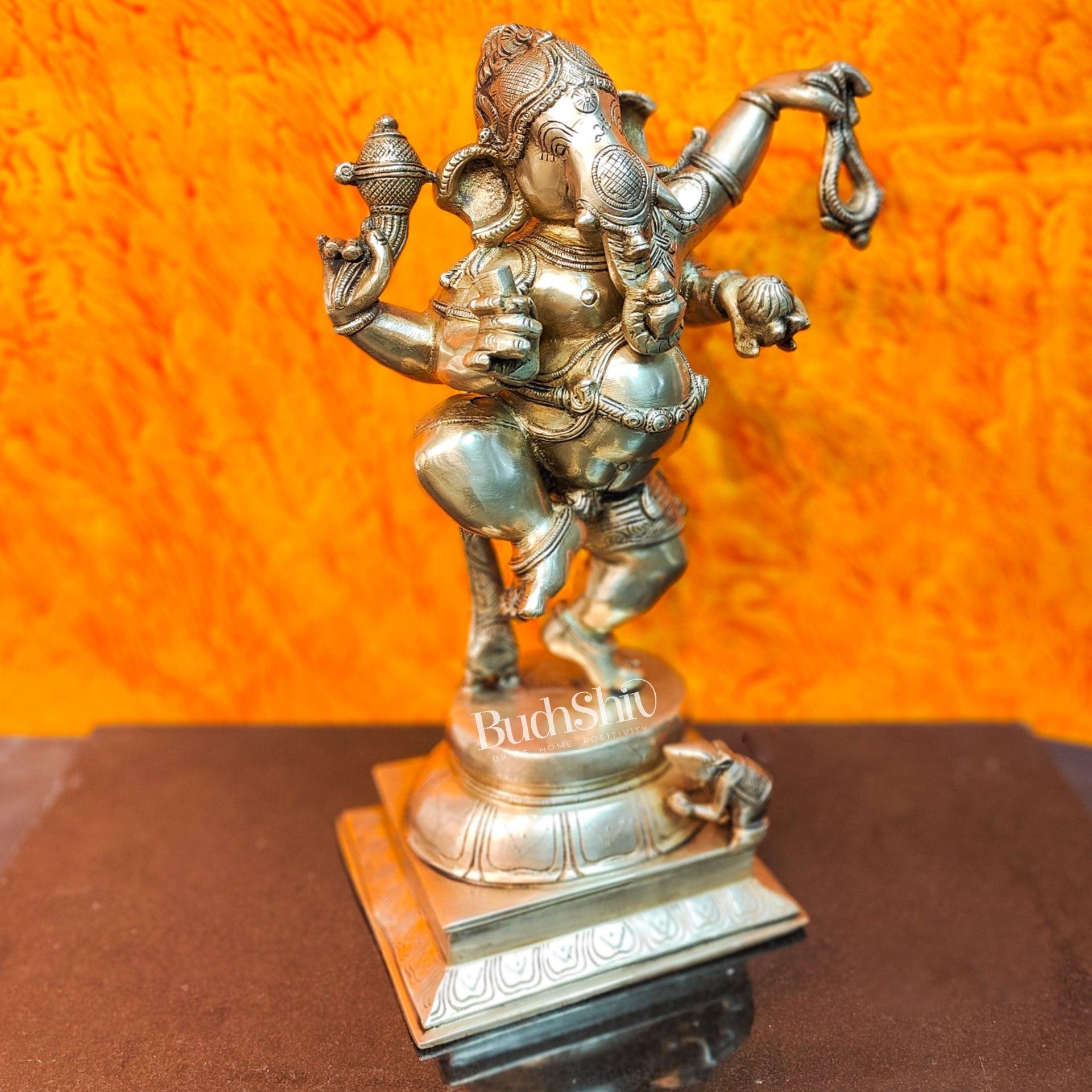 Brass Dancing Ganesha Statue ( 17" ) - Budhshiv.com