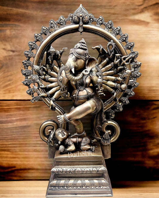 Brass Dancing Ganesha Statue 25" - Budhshiv.com