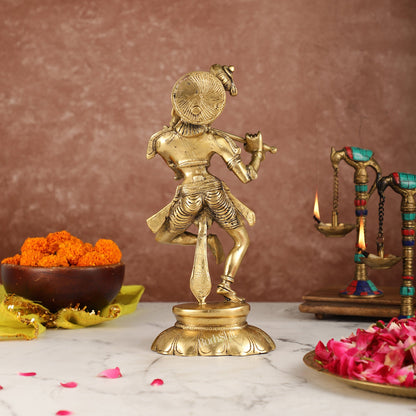 Brass Dancing Krishna idol 12" - Budhshiv.com