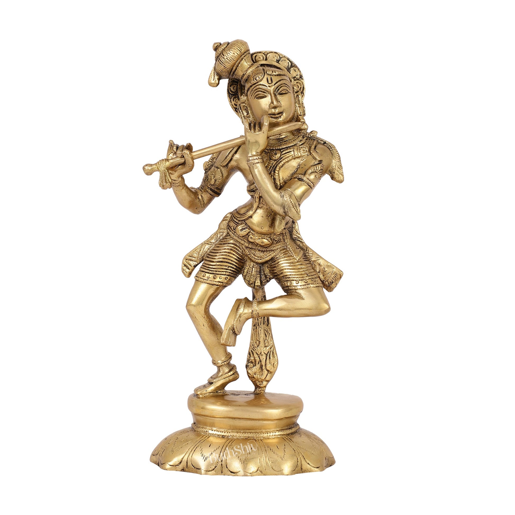 Brass Dancing Krishna idol 12" - Budhshiv.com