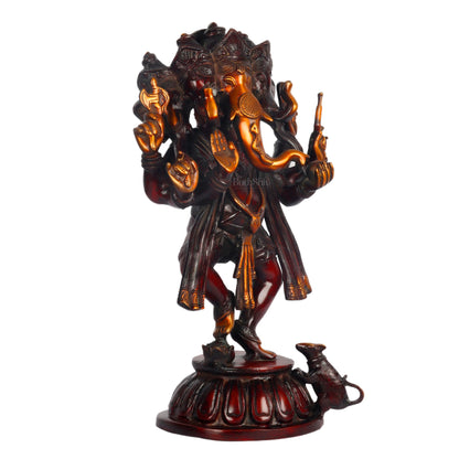 Brass Dancing Panchmukhi Ganesha Statue - 15 Inches - Budhshiv.com