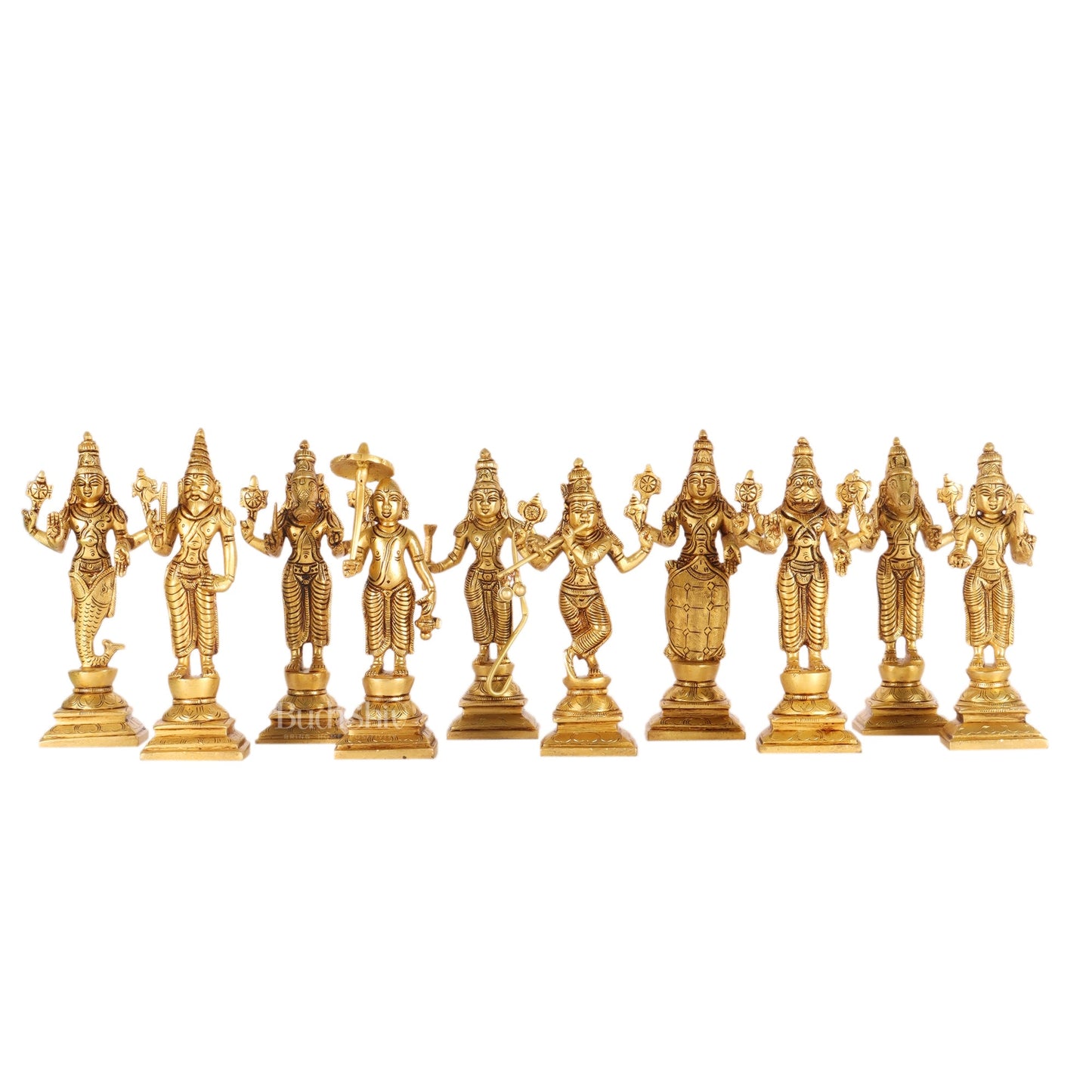 Brass Dashavatar set Superfine honey brass Height 6 inches - Budhshiv.com