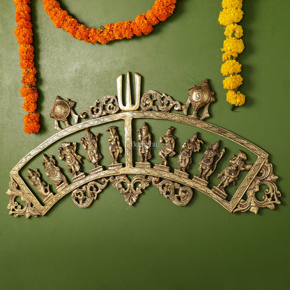 Brass Dashavatar Wall hanging 25" wide - Budhshiv.com