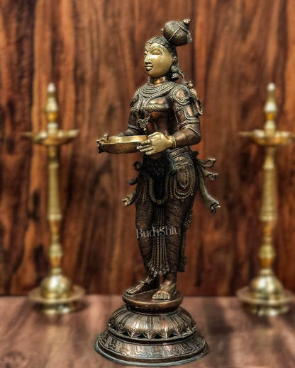Brass Deep Lady Statue Vilakku 36" - Budhshiv.com