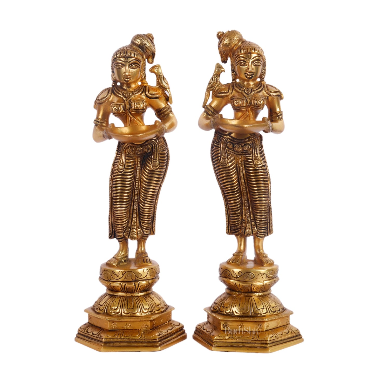 Brass Deep lakshmi/ Brass Deep Lady/ Brass Pavaai vilakku 12" - Budhshiv.com