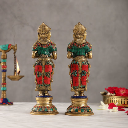 Brass Deep lakshmi/ Brass Deep Lady/ Brass Pavaai vilakku 9" Stonework - Budhshiv.com