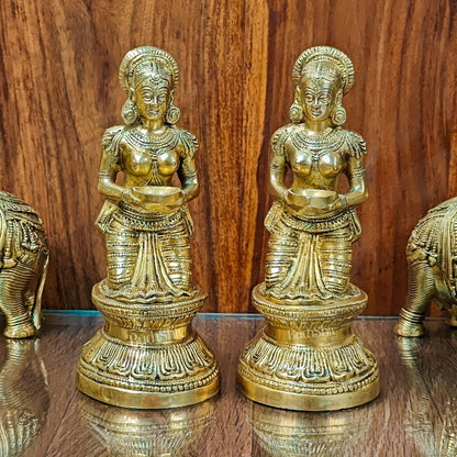 Brass Deep Lakshmi pavaai Vilakku 9" - Budhshiv.com