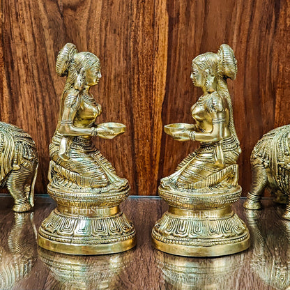 Brass Deep Lakshmi pavaai Vilakku 9" - Budhshiv.com