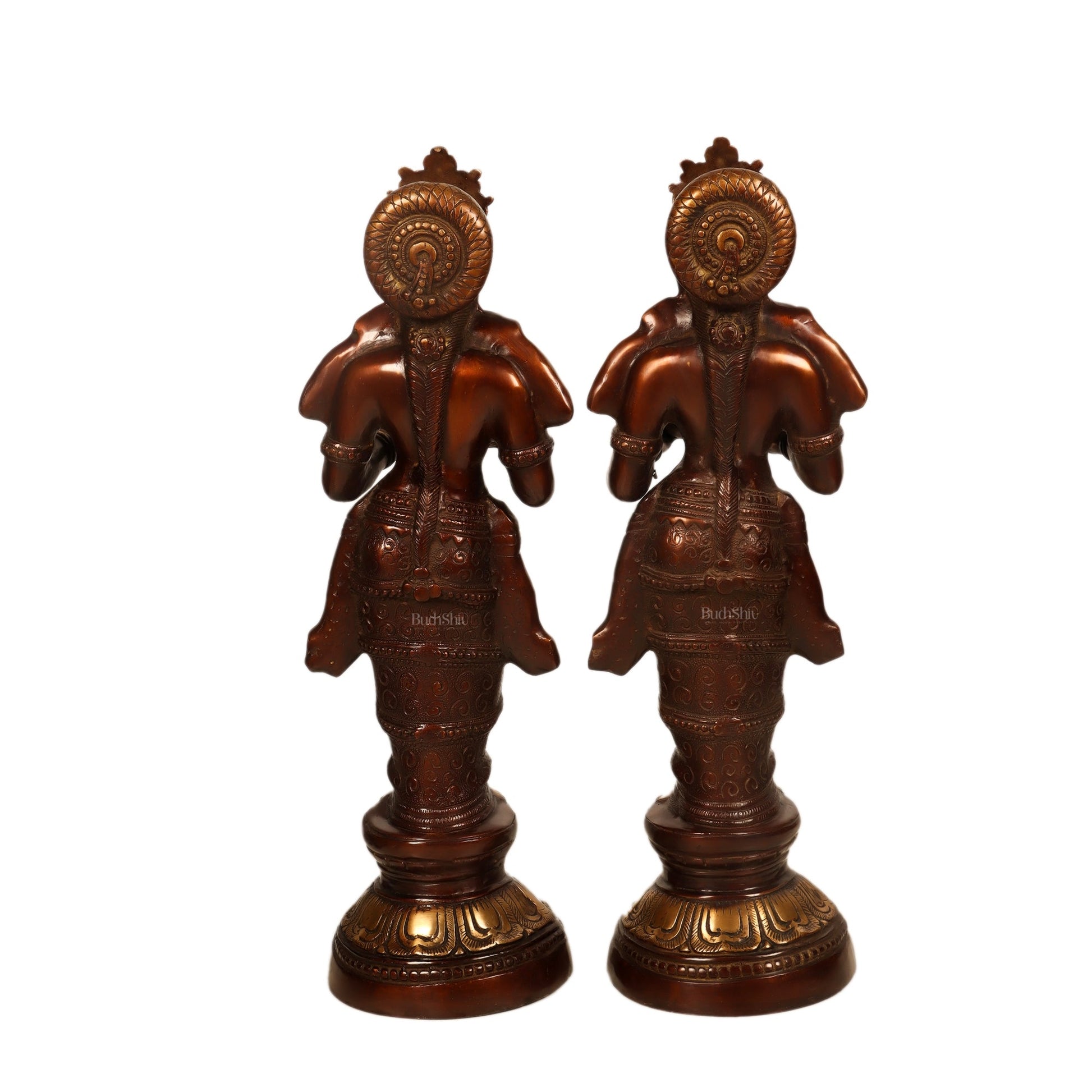 Brass Deep Lakshmi Pavaai Villaku 23 - Brown Gold | Traditional Handcrafted Lamp - Budhshiv.com