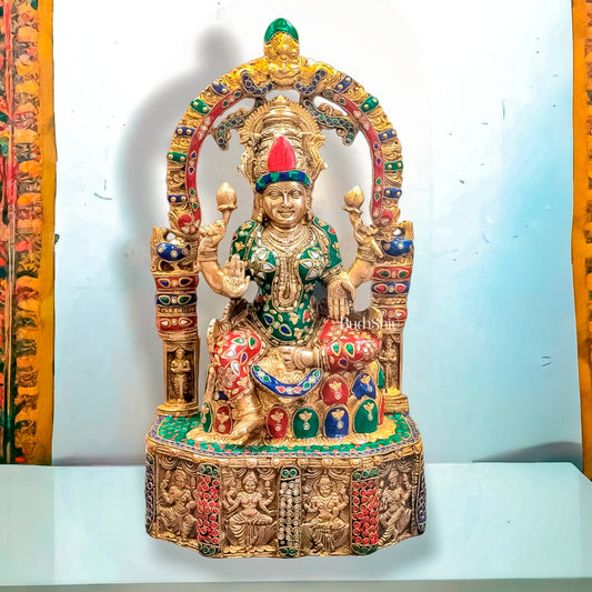 Brass Devi Lakshmi Goddess Padmavati Amman | Divine Hindu Goddess Statue 20" - Budhshiv.com
