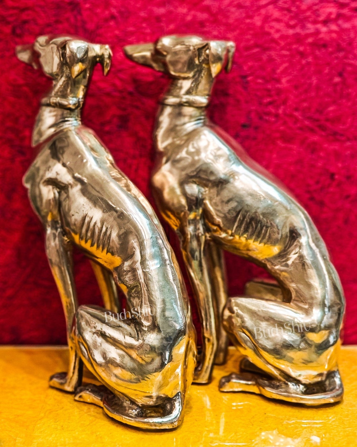 Brass Dog Statues - Pair or Single Piece - Height 23 inches - Budhshiv.com