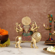 Brass Durga Superfine Statue 8" Stonework - Budhshiv.com