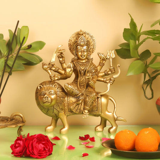 Brass Durga Superfine Statue 8" - Budhshiv.com