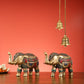 Brass Elephant Statue pair with Stonework Showpieces - 12 Inch wide - Budhshiv.com
