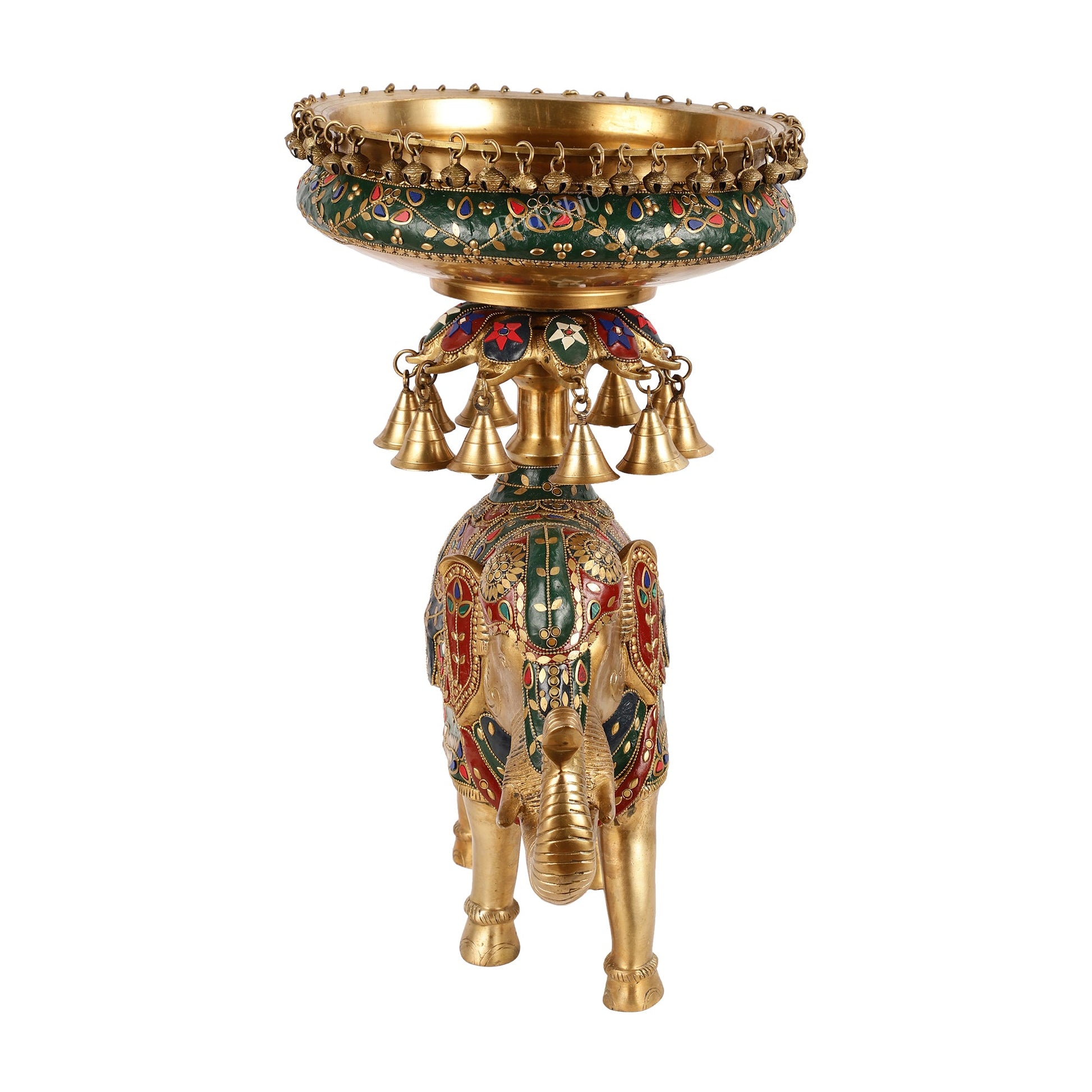 Brass elephant urli Large 21 inch - Budhshiv.com