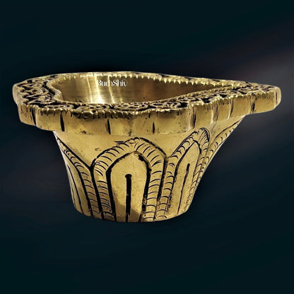 Brass engraved diya small size set of 5 - Budhshiv.com