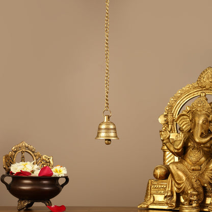 Brass Engraved hanging bell 2.5 inch diameter - Budhshiv.com