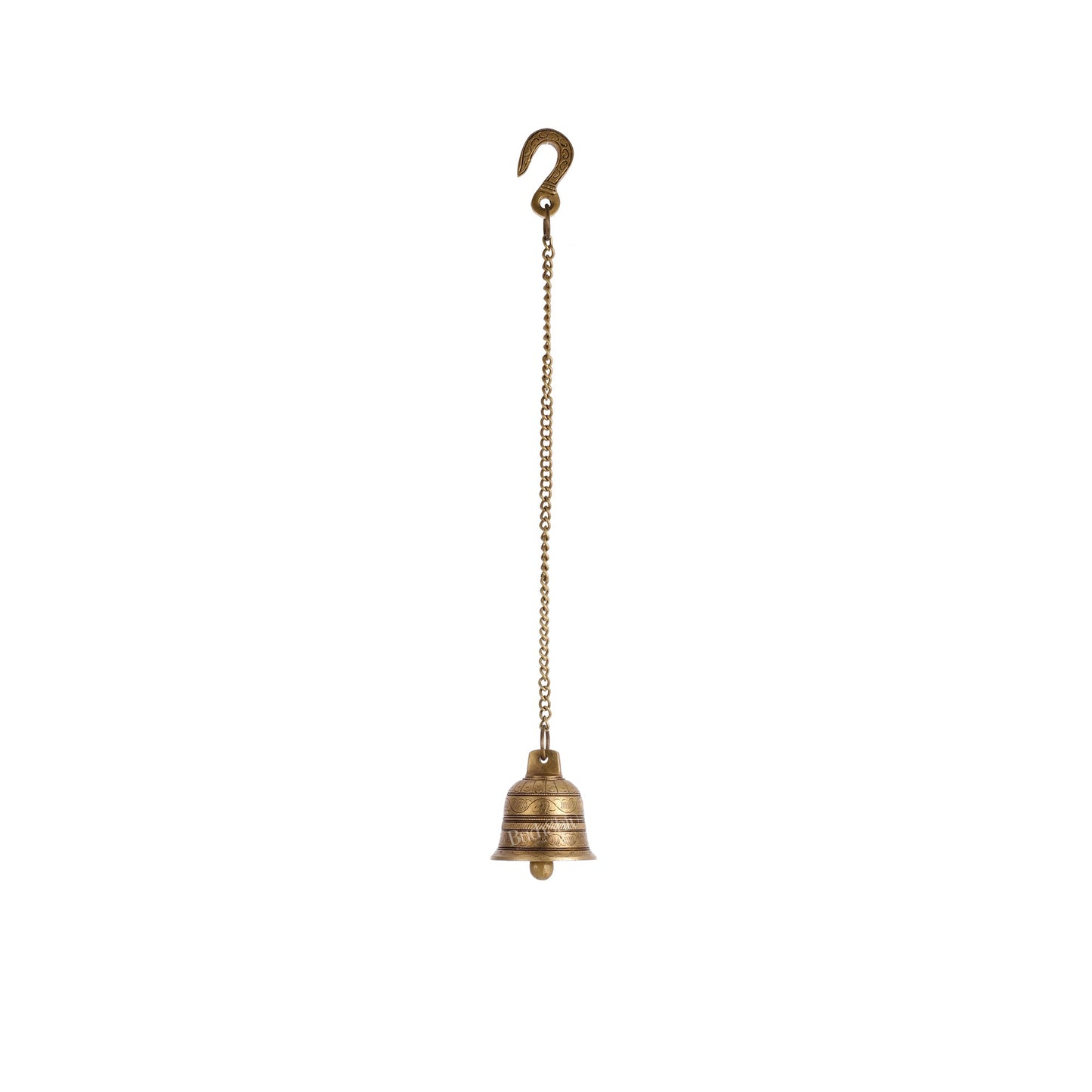 Brass Engraved hanging bell 2.5 inch diameter - Budhshiv.com