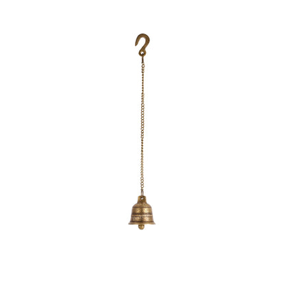 Brass Engraved hanging bell 2.5 inch diameter - Budhshiv.com