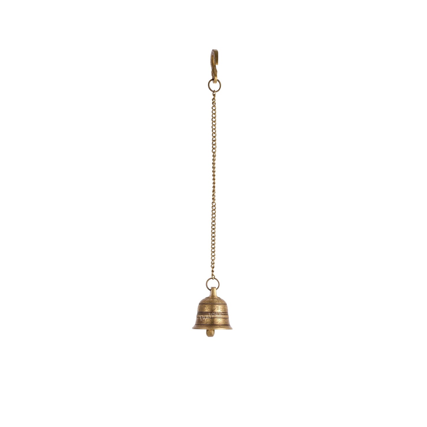 Brass Engraved hanging bell 2.5 inch diameter - Budhshiv.com