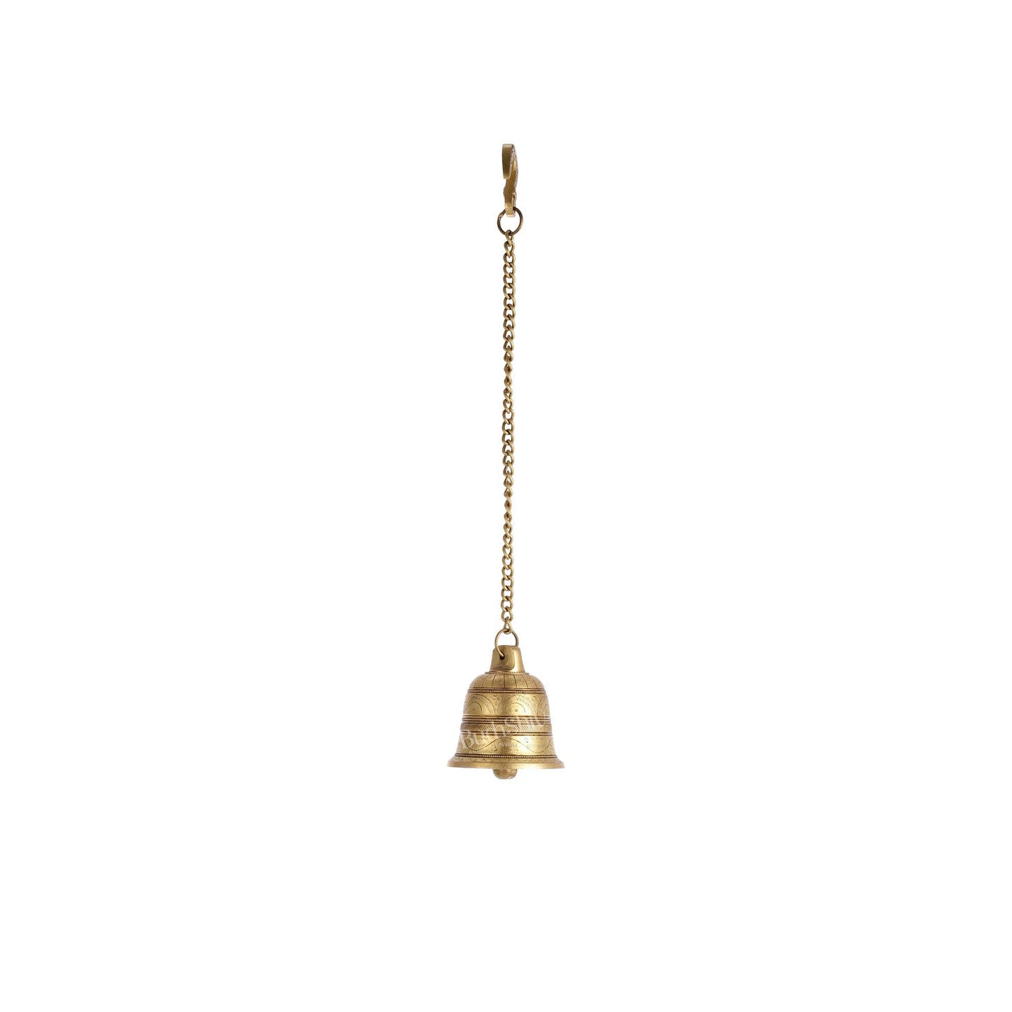 Brass Engraved hanging bell 3.5 inch diameter - Budhshiv.com