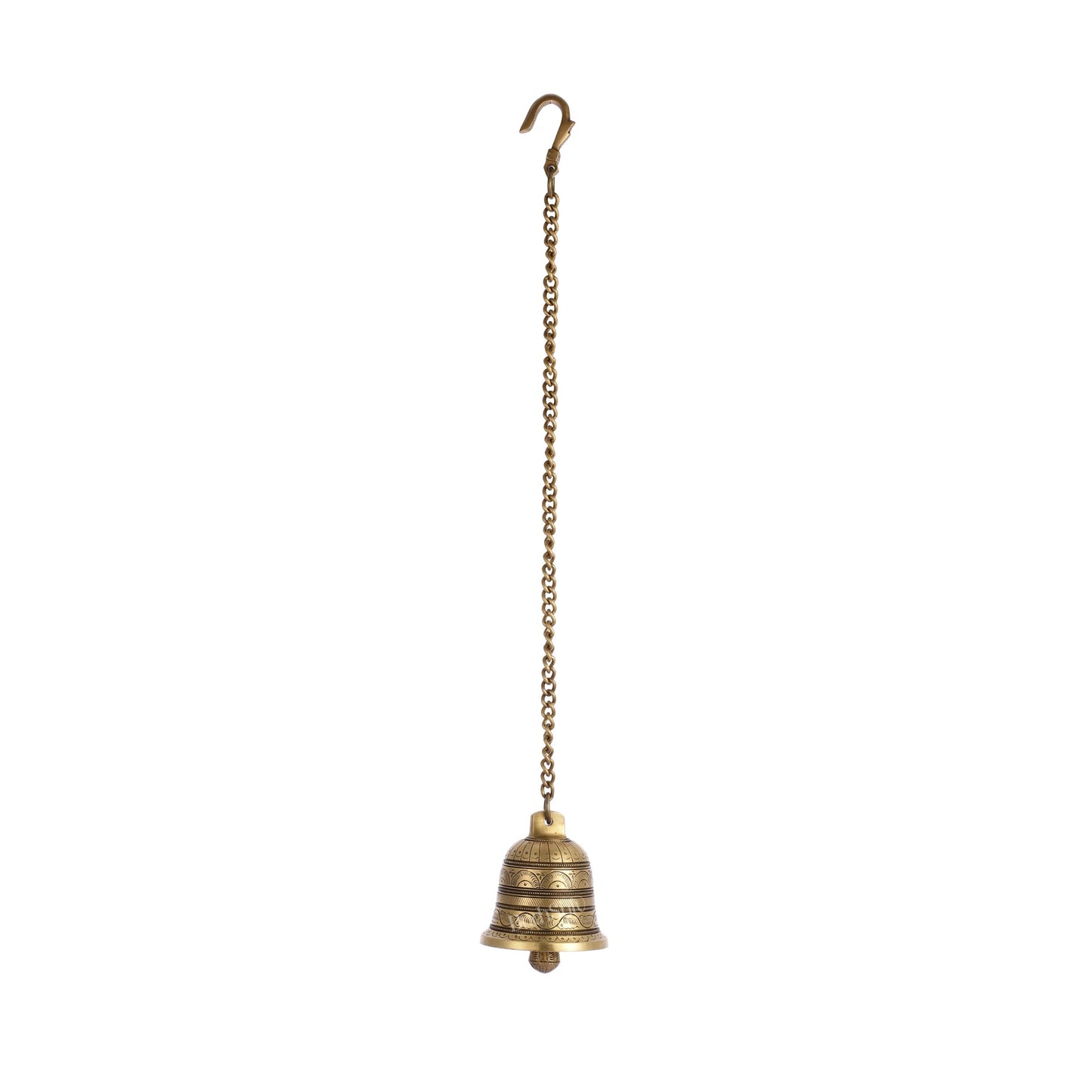 Brass Engraved hanging bell 4 inch diameter - Budhshiv.com