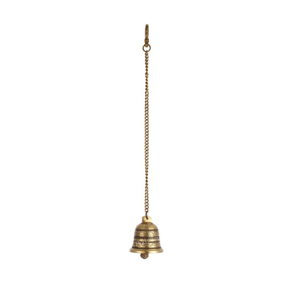 Brass Engraved hanging bell 4 inch diameter - Budhshiv.com