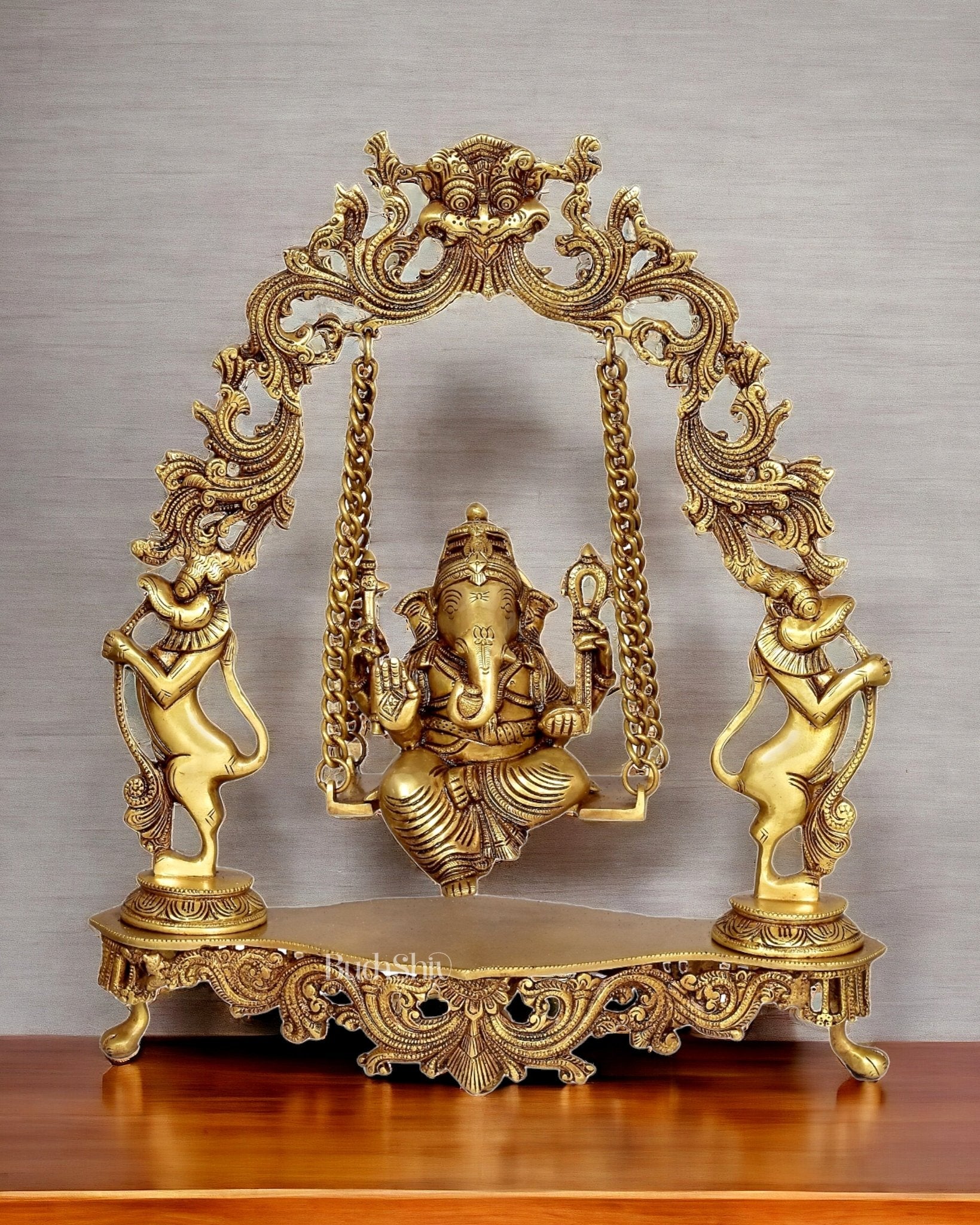 Brass Fine Quality Ganesha idol with Swing - 18 inch - Budhshiv.com