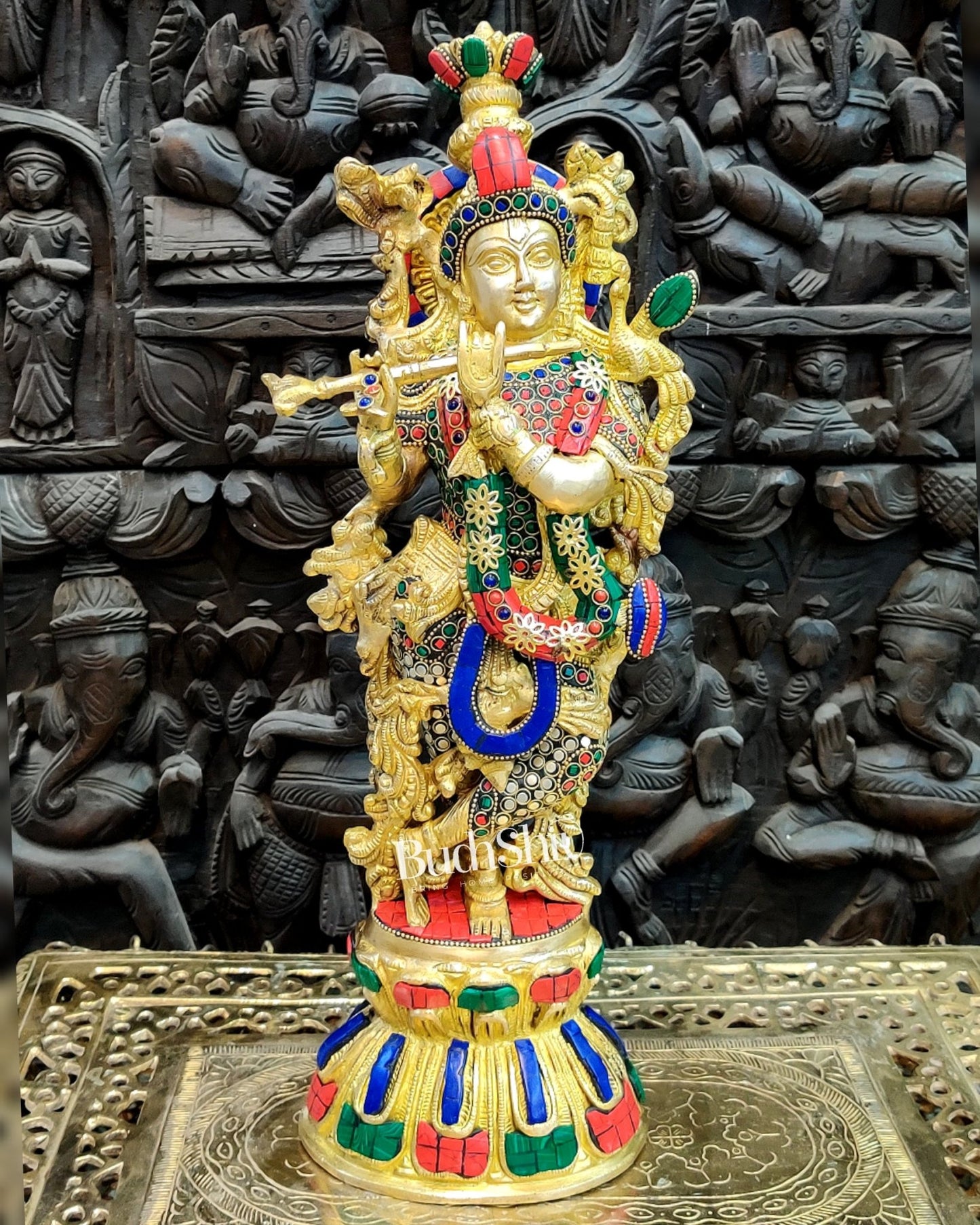 Brass Fine Quality Krishna Statue | 18 inch - Budhshiv.com