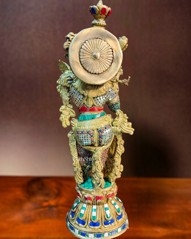 Brass Fine Quality Krishna Statue | 18 inch - Budhshiv.com