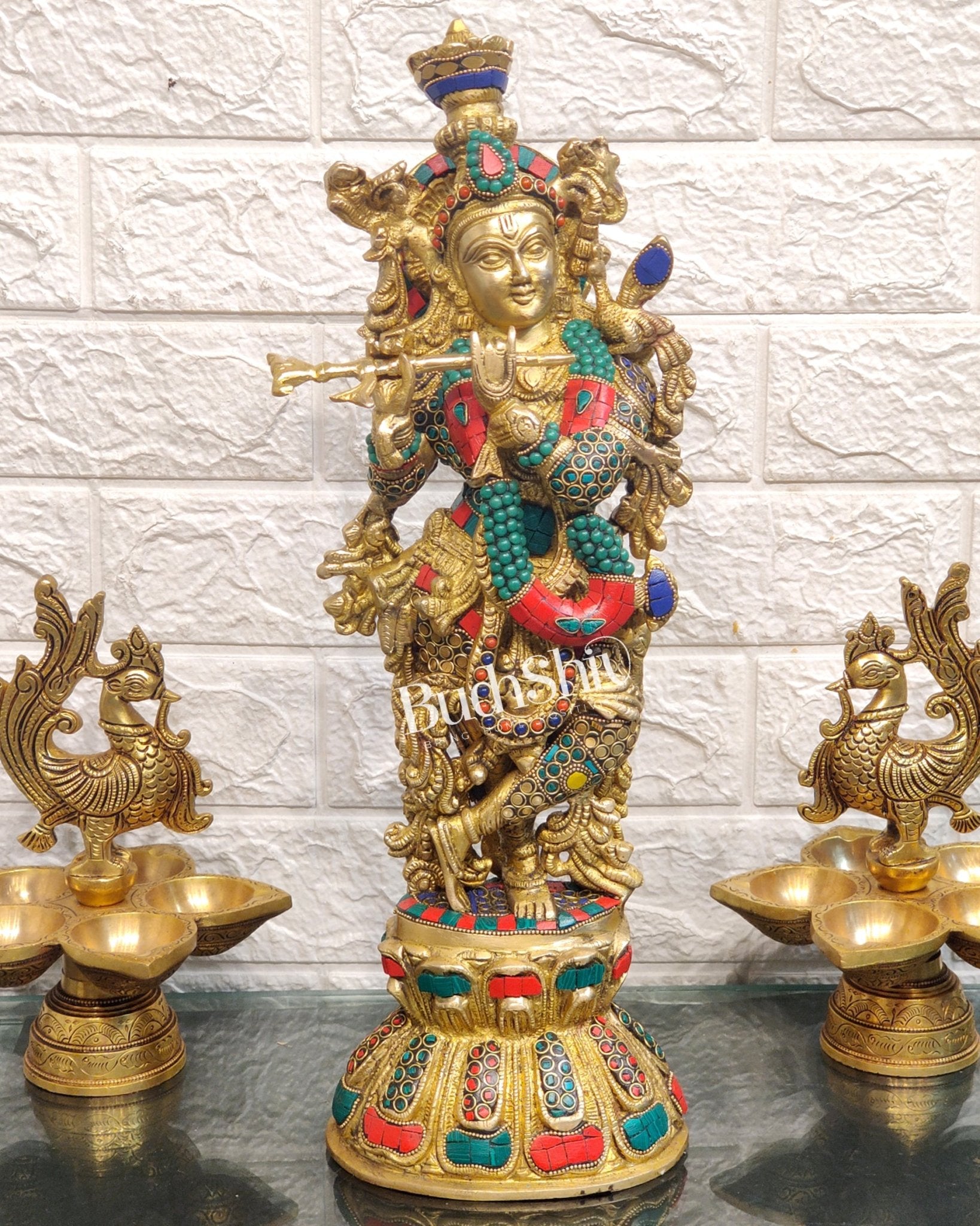 Brass Fine Quality Krishna Statue | Height 18 inch - Budhshiv.com