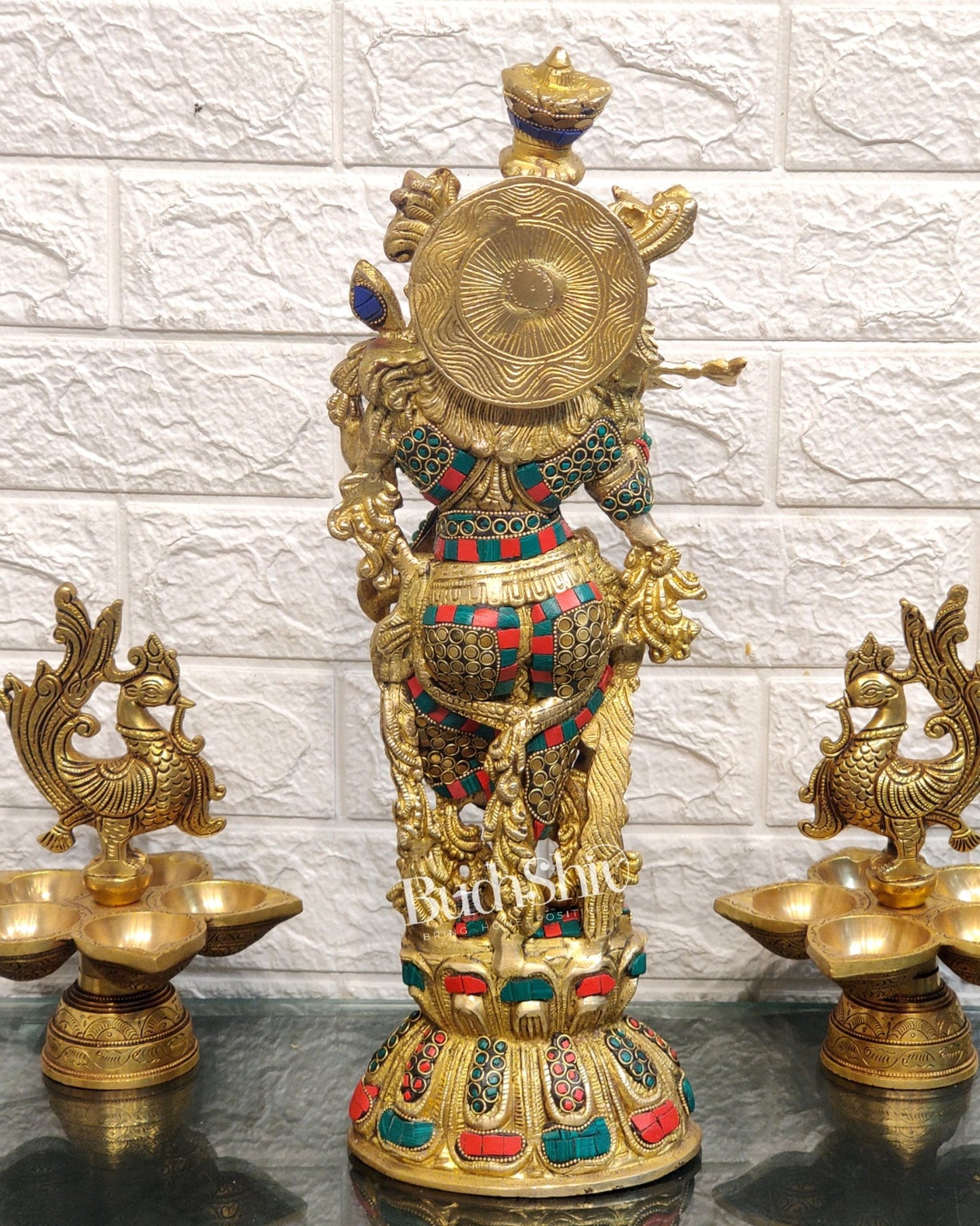 Brass Fine Quality Krishna Statue | Height 18 inch - Budhshiv.com