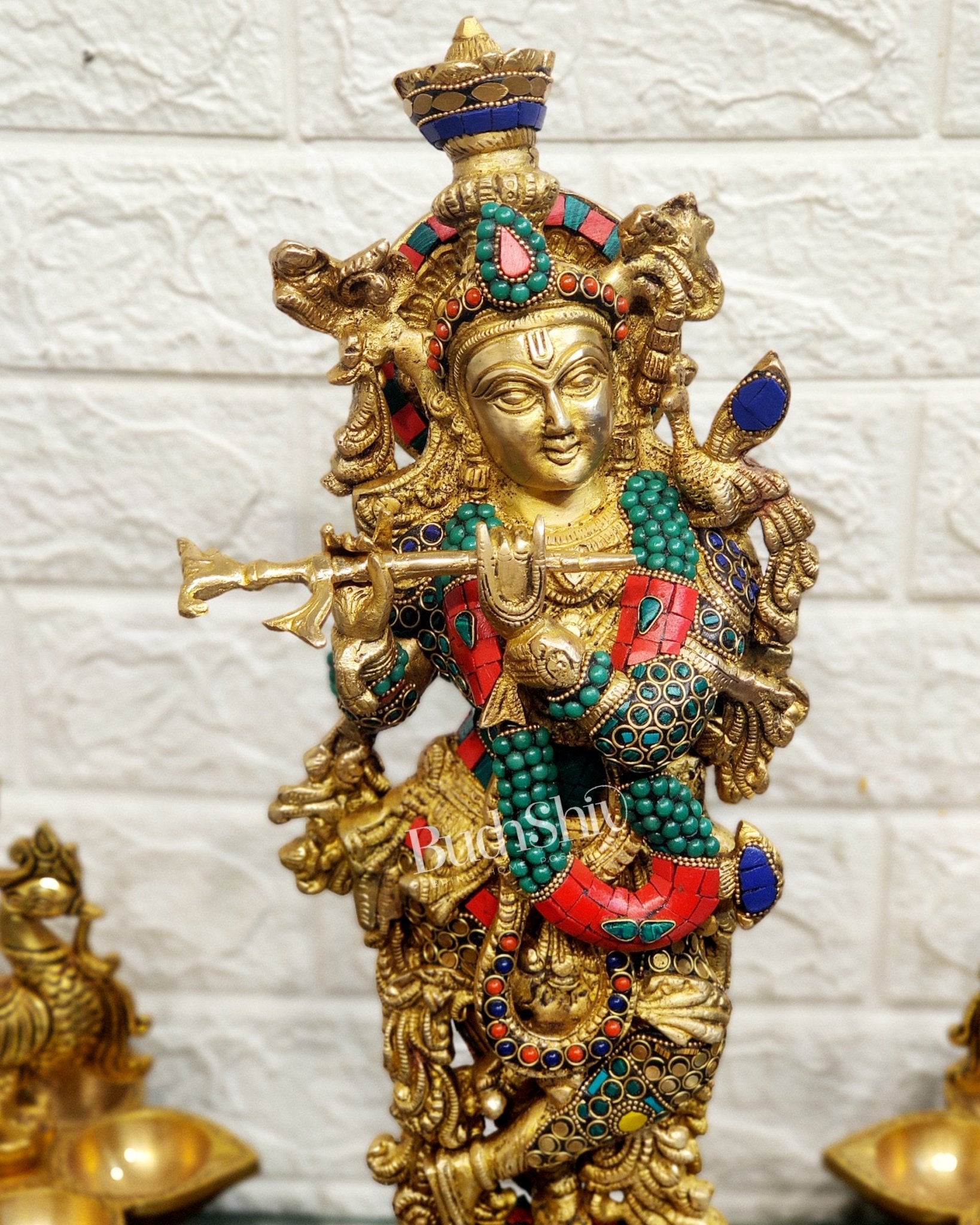Brass Fine Quality Krishna Statue | Height 18 inch - Budhshiv.com