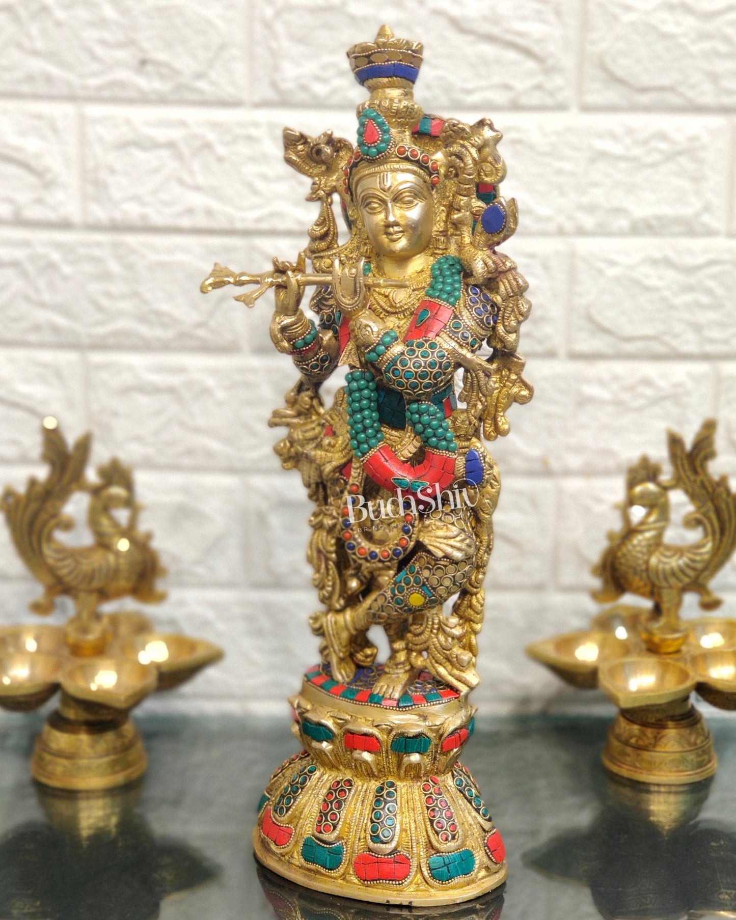 Brass Fine Quality Krishna Statue | Height 18 inch - Budhshiv.com