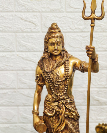 Brass Fine Quality Standing Shiva Statue | 23" Tall | Divine Elegance - Budhshiv.com