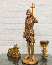 Brass Fine Quality Standing Shiva Statue | 23" Tall | Divine Elegance - Budhshiv.com