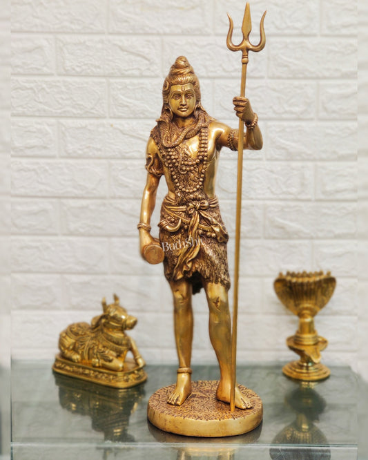 Brass Fine Quality Standing Shiva Statue | 23" Tall | Divine Elegance - Budhshiv.com