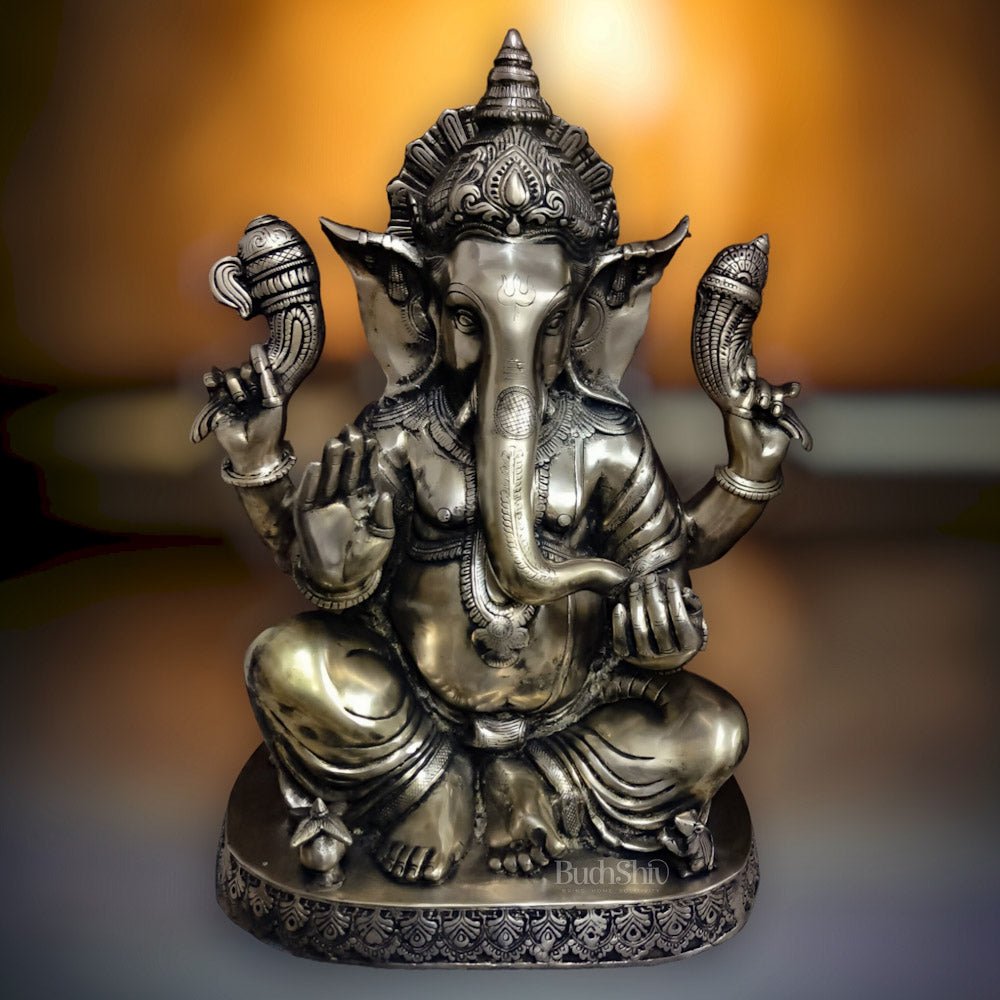 Brass Ganapathi Statue 22" - Budhshiv.com