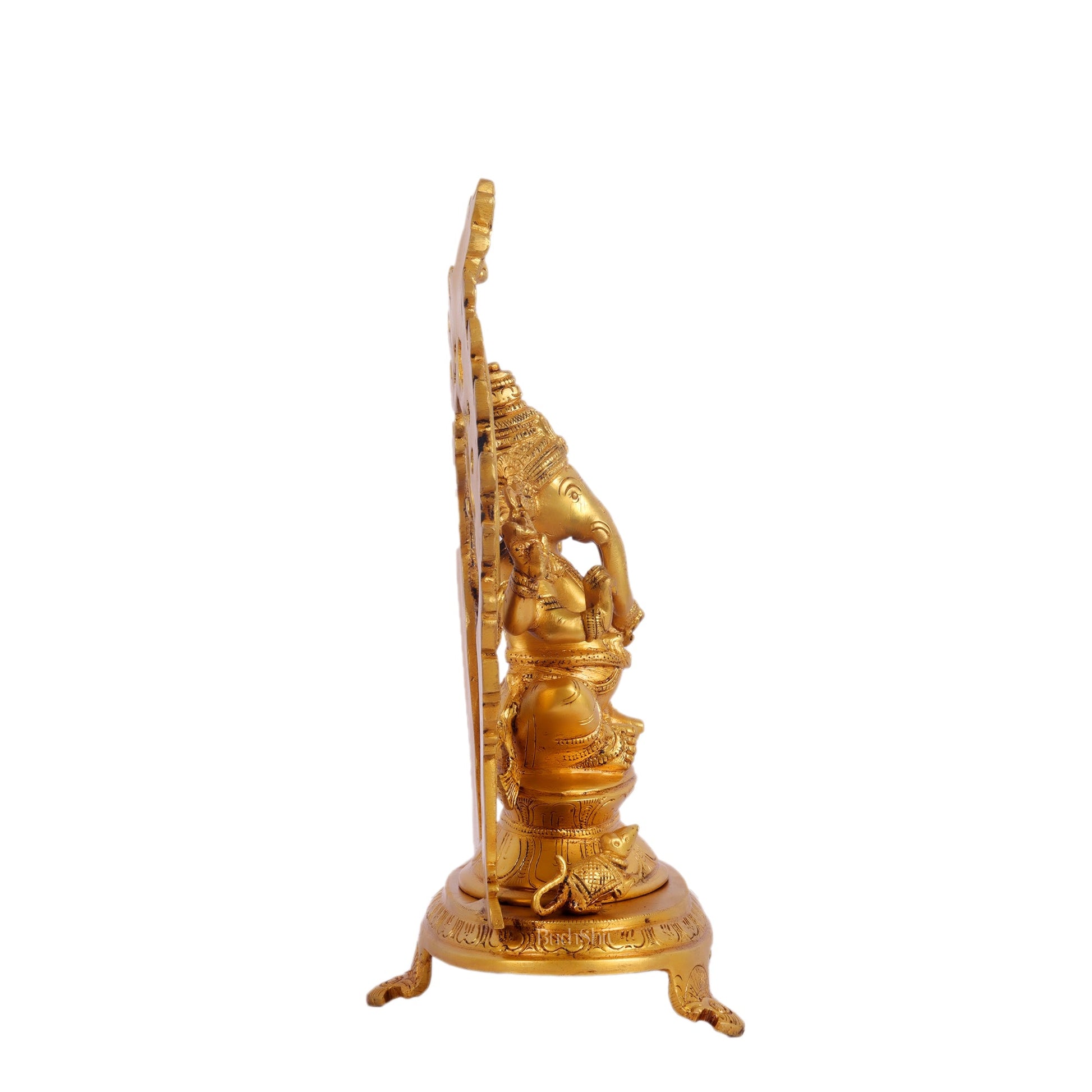 Brass Ganapathi Statue with Mouse 12 inch - Budhshiv.com