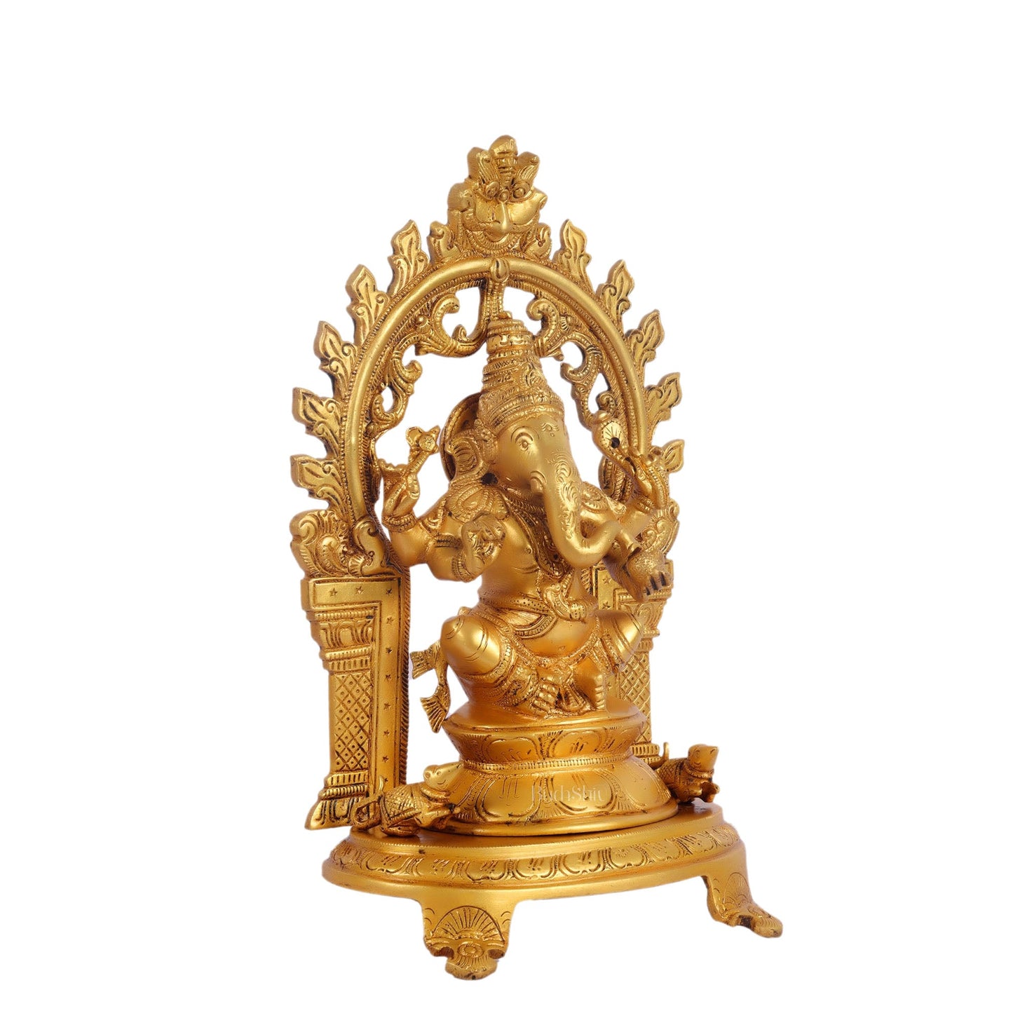 Brass Ganapathi Statue with Mouse 12 inch - Budhshiv.com