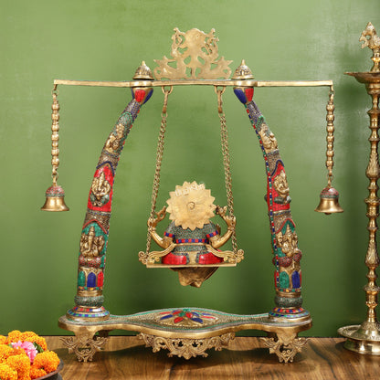 Brass Ganapati Swing | Large-sized Masterpiece (35x29x12 inches) - Budhshiv.com