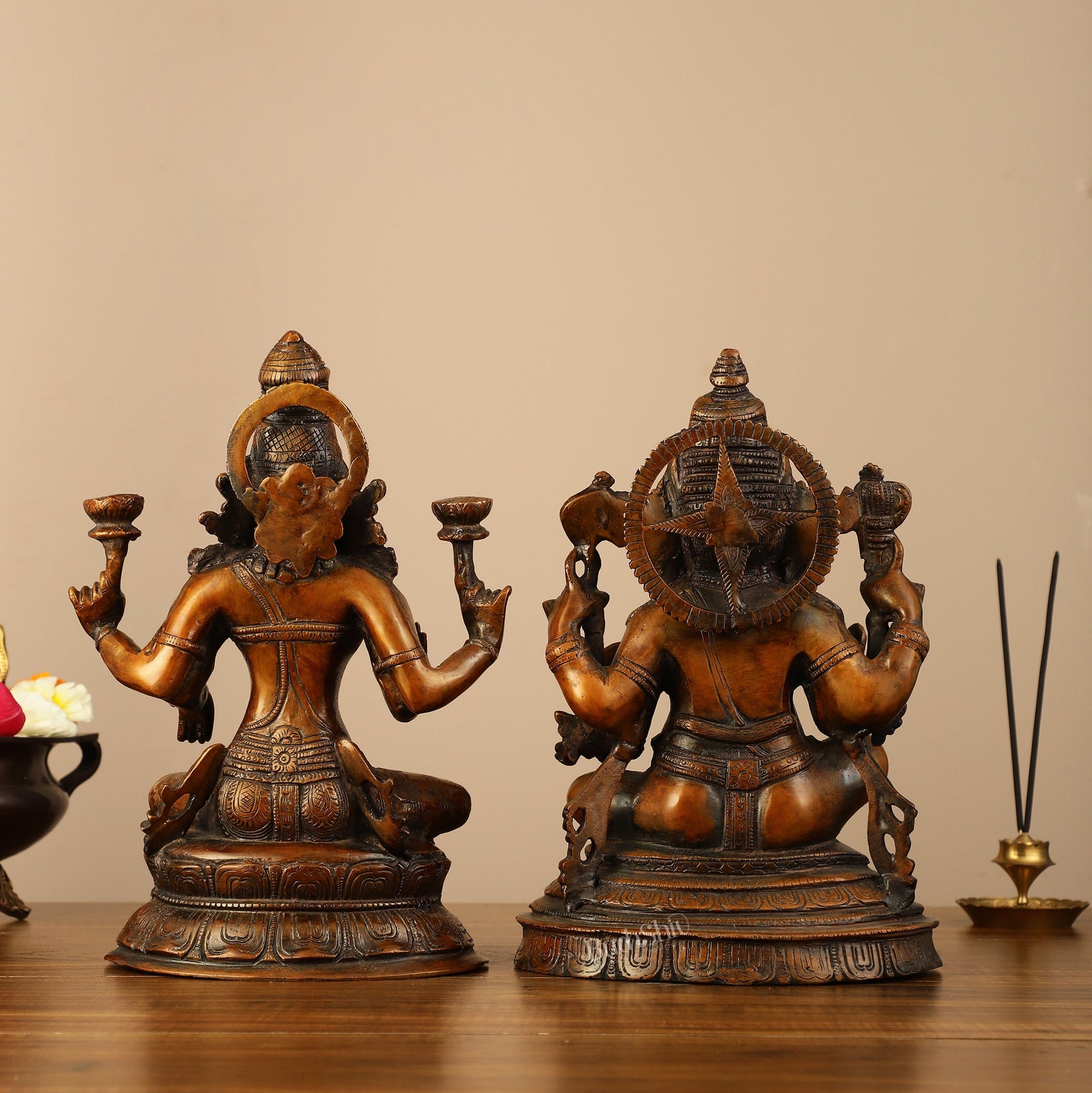 Brass Ganesh Lakshmi Idols - 11" - Budhshiv.com