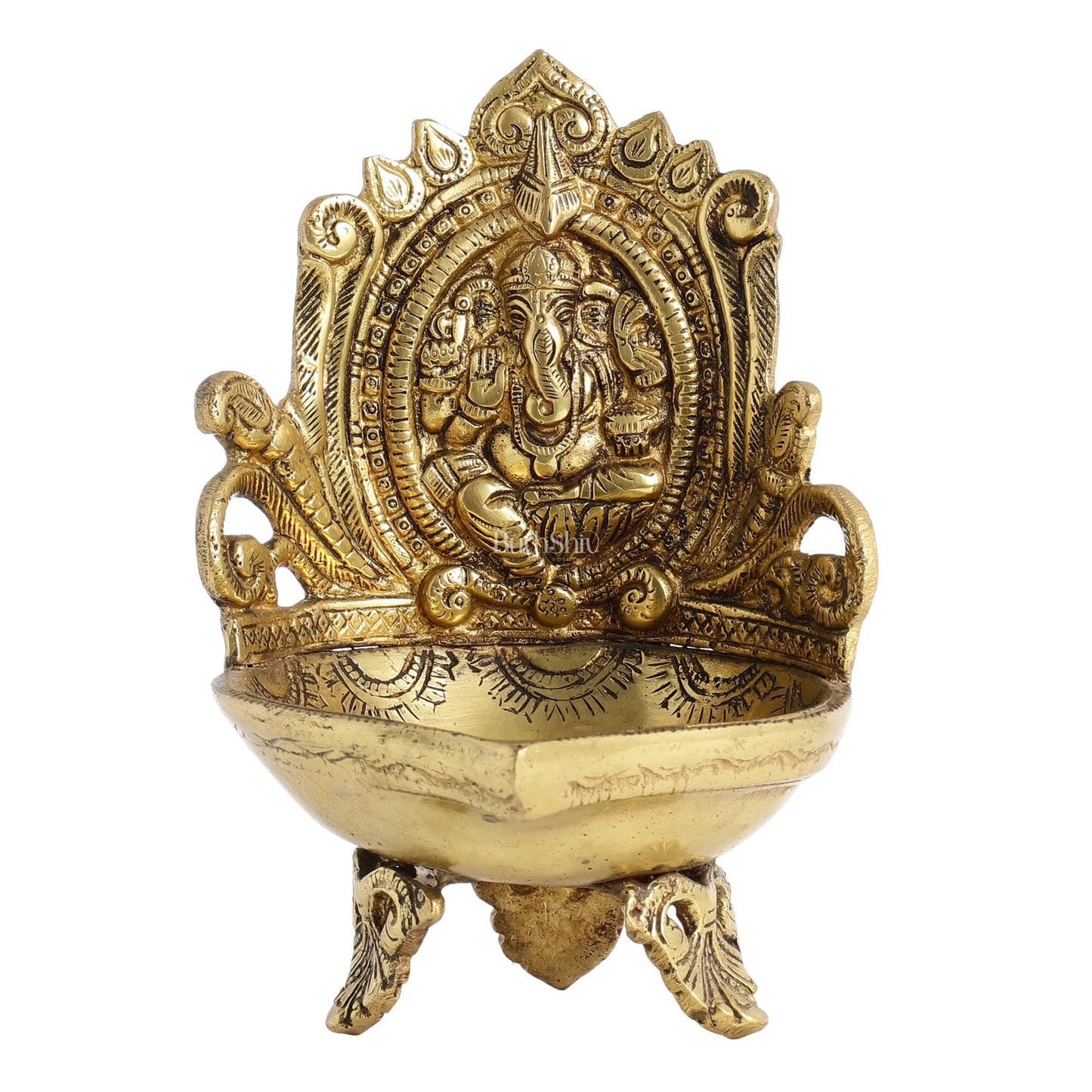 Brass Ganesha Diya Oil Lamp - 7 Inch - Budhshiv.com