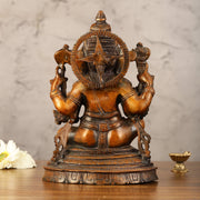 Brass Ganesha Idol - 11" Height | Antique Bronze Touch - Budhshiv.com