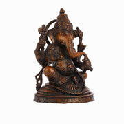 Brass Ganesha Idol - 11" Height | Antique Bronze Touch - Budhshiv.com