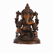 Brass Ganesha Idol - 11" Height | Antique Bronze Touch - Budhshiv.com