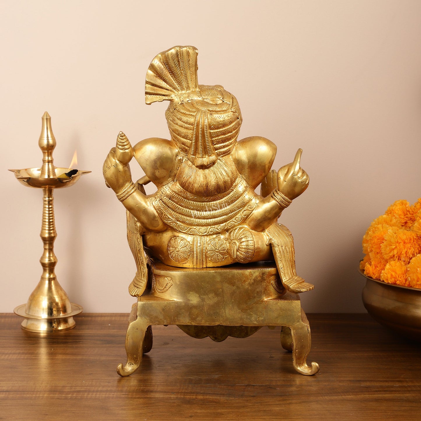 Brass Ganesha Idol - 16.5 Inch - Budhshiv.com