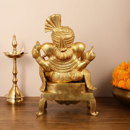 Brass Ganesha Idol - 16.5 Inch - Budhshiv.com