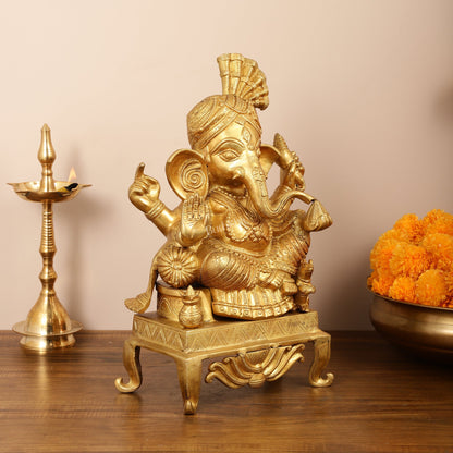 Brass Ganesha Idol - 16.5 Inch - Budhshiv.com